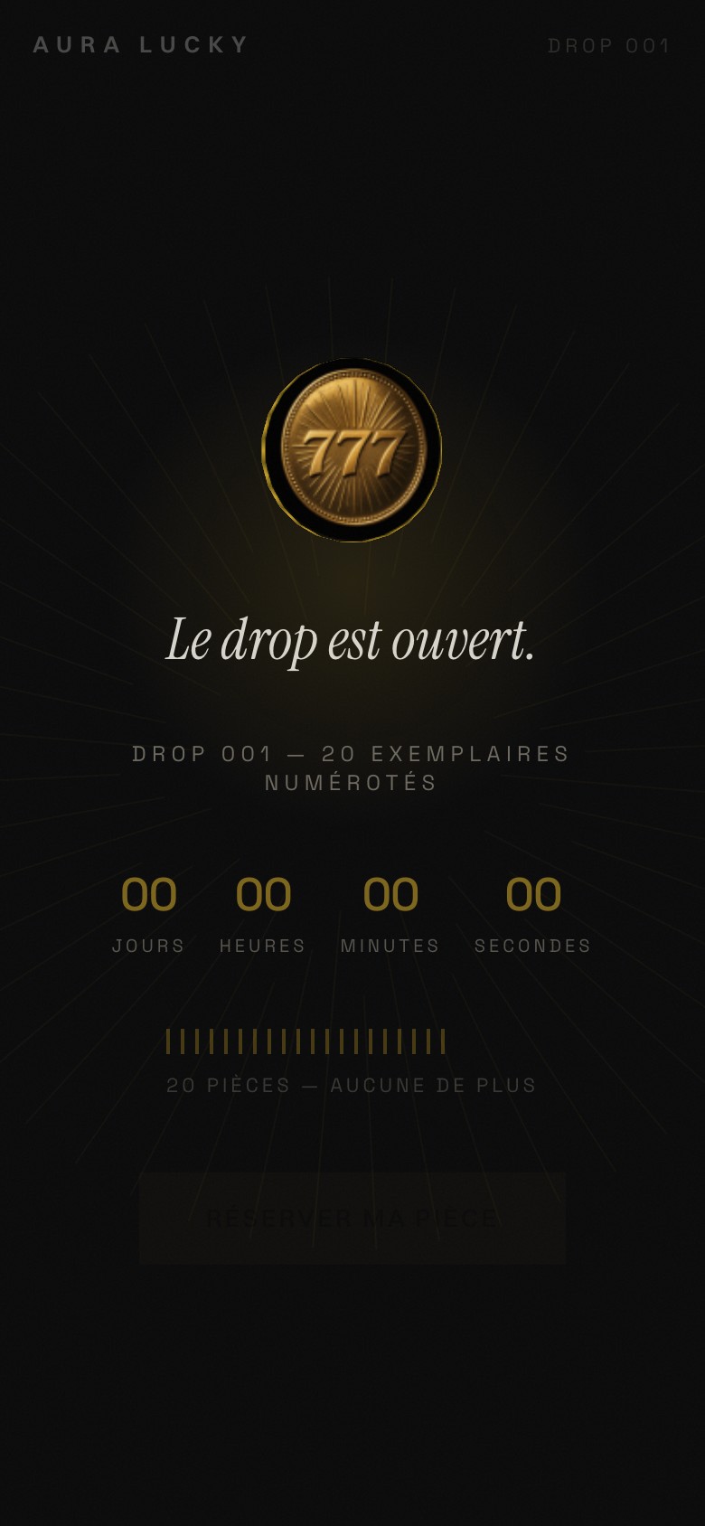 Le site Aura Lucky 777 sur téléphone.