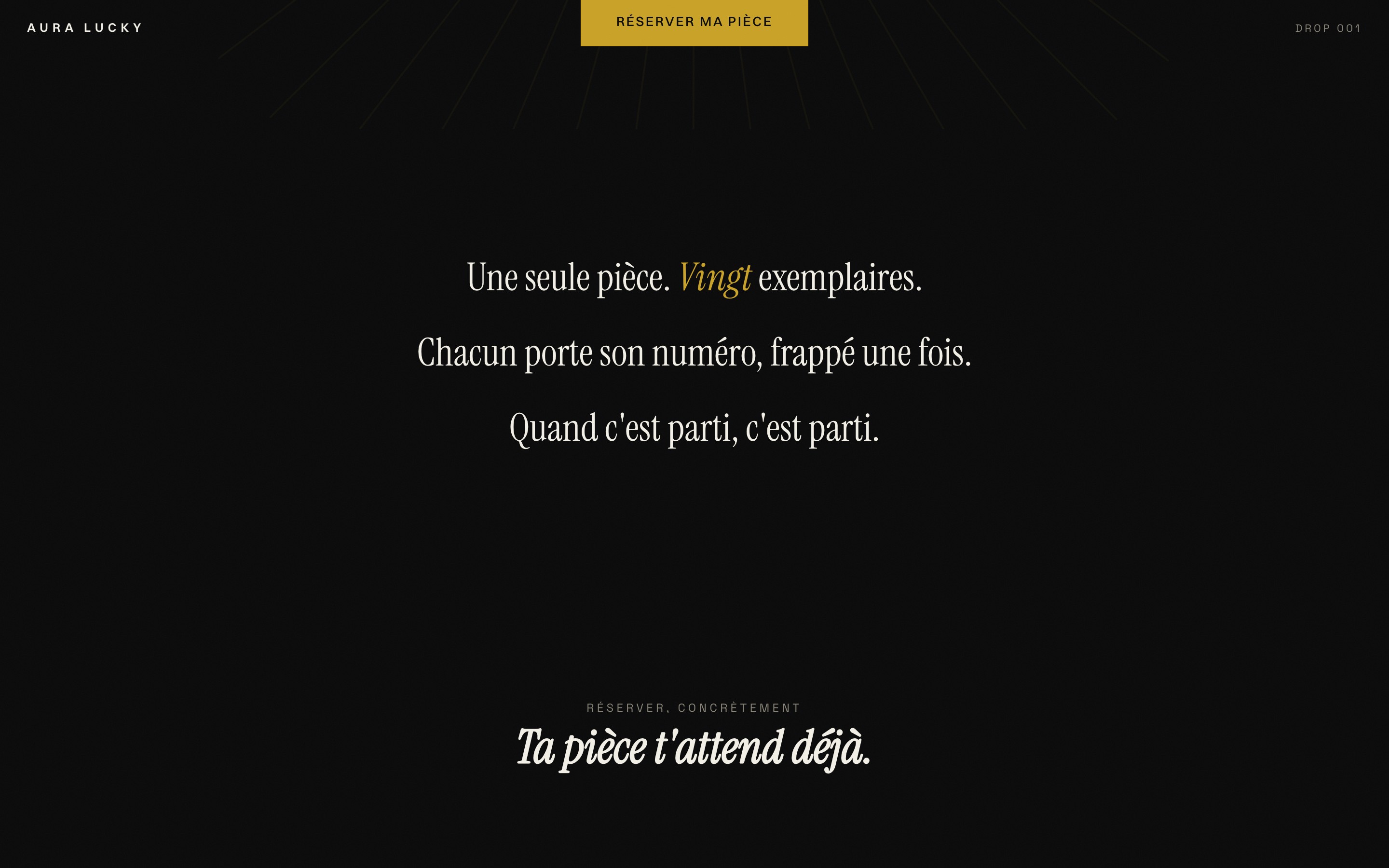 Une page intérieure du site Aura Lucky 777.