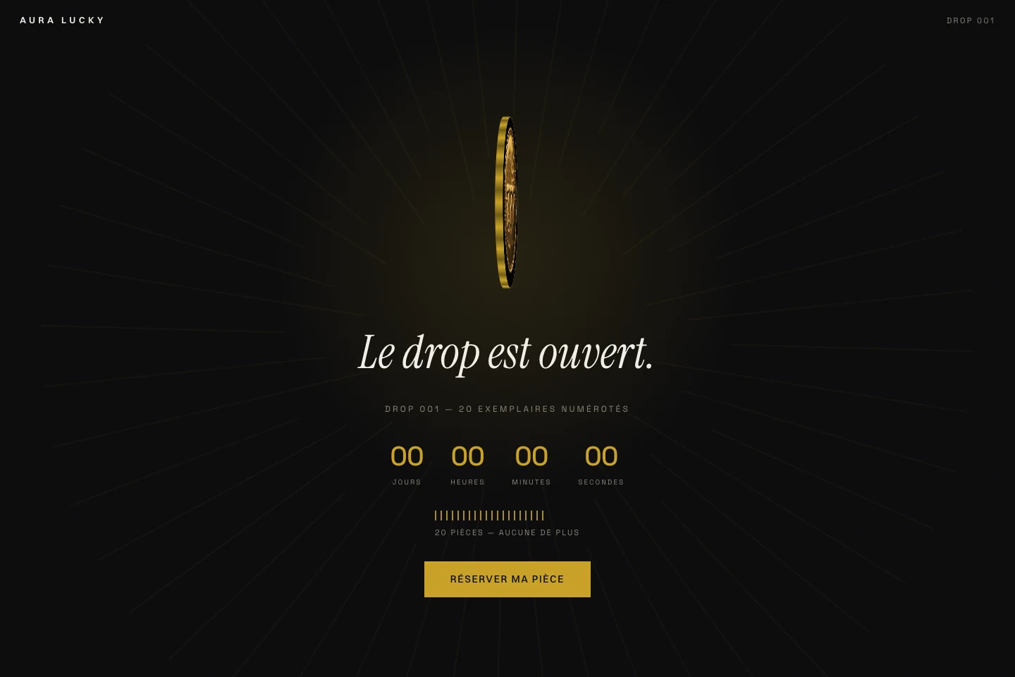Le site Aura Lucky 777 sur ordinateur.