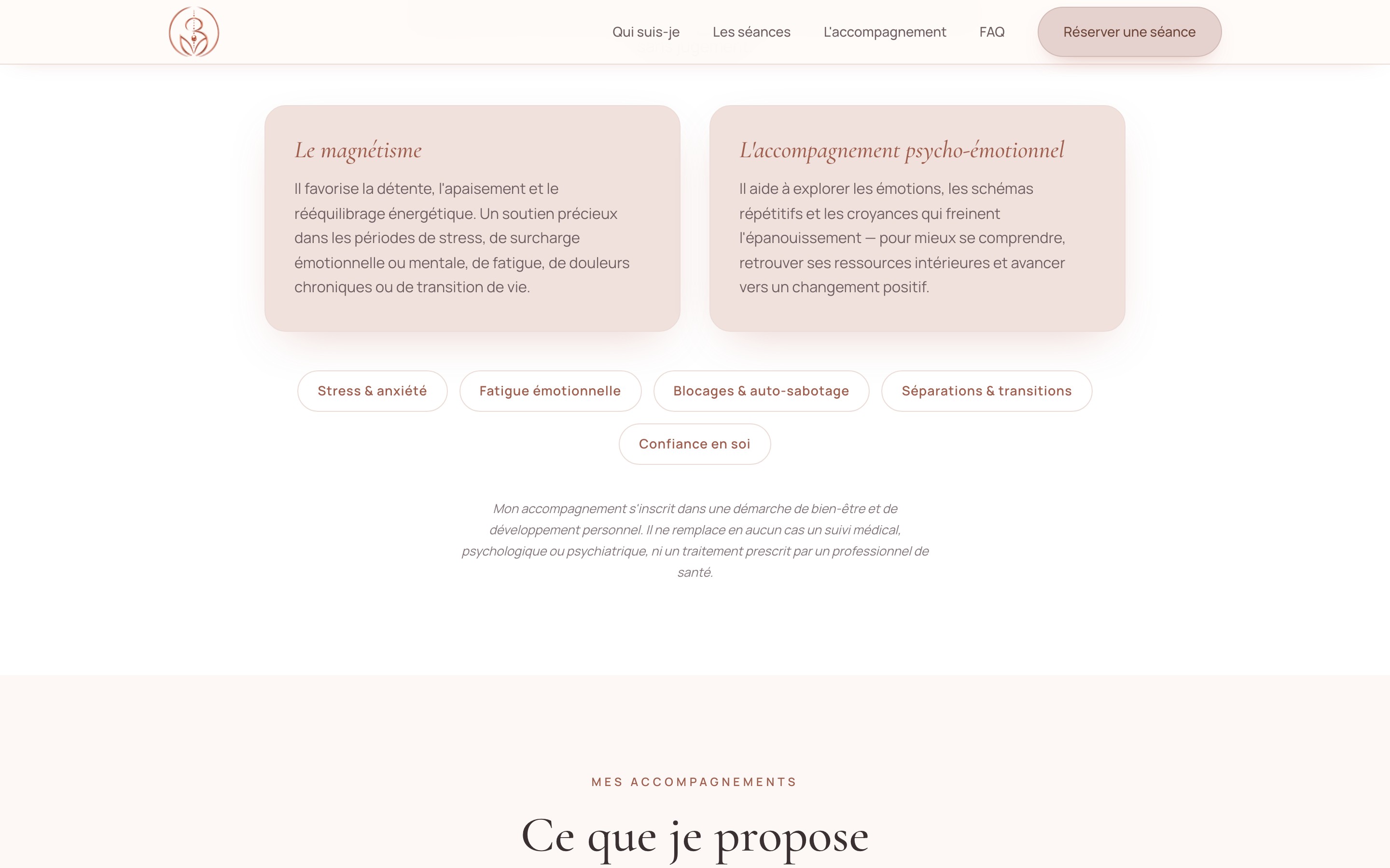 Une page intérieure du site Feïza.