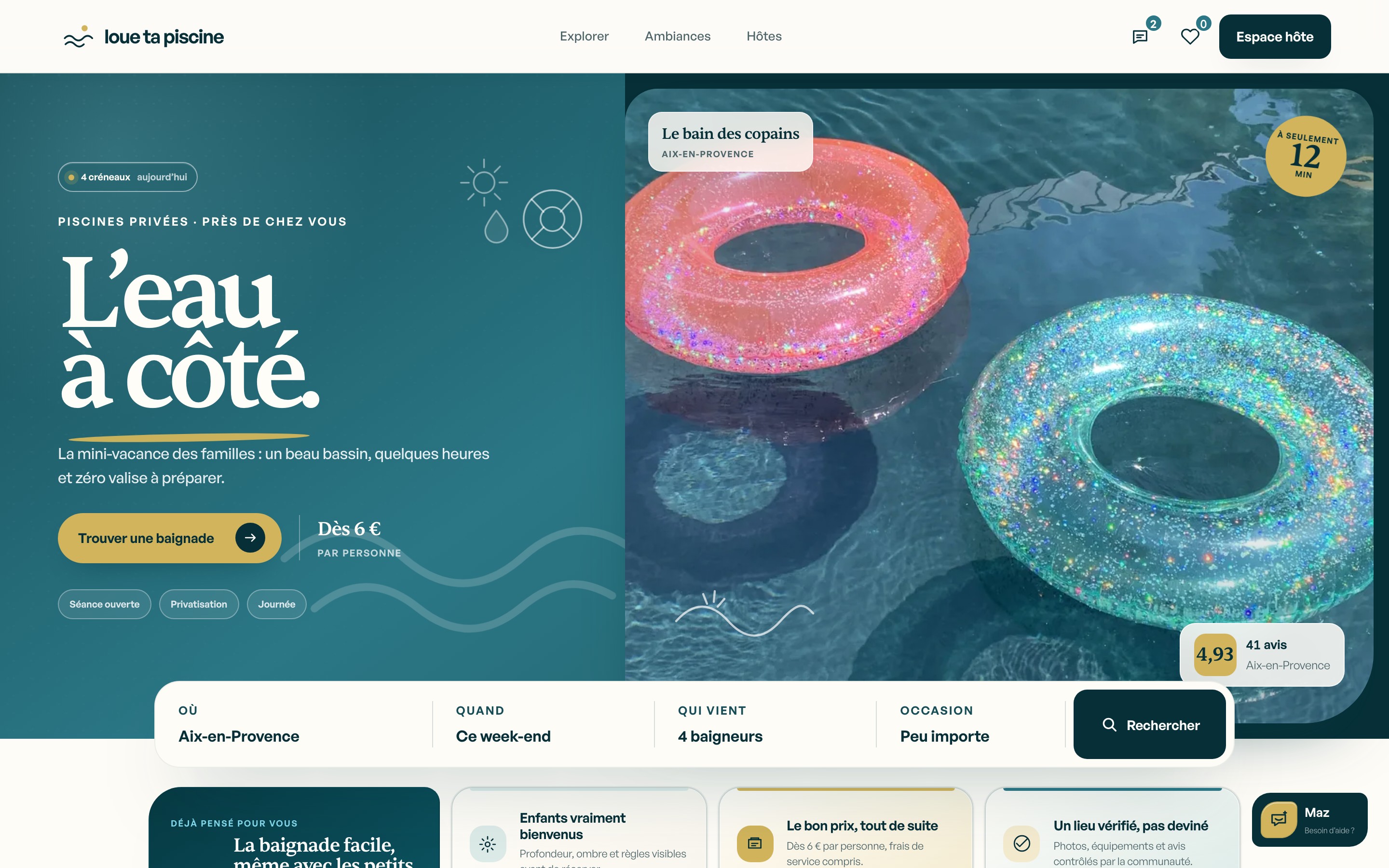 Le site Loue ta piscine sur ordinateur.