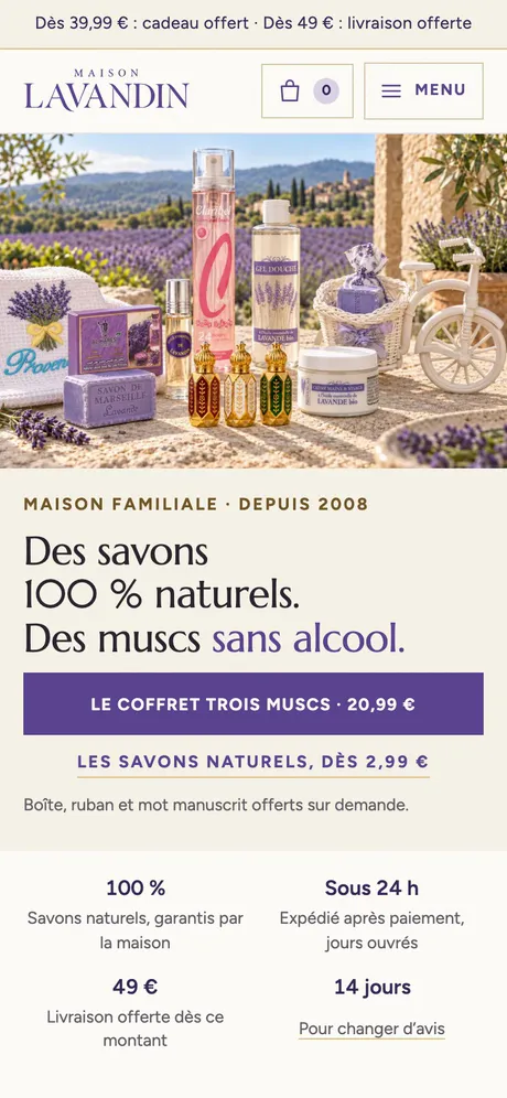 La boutique Maison Lavandin sur téléphone.